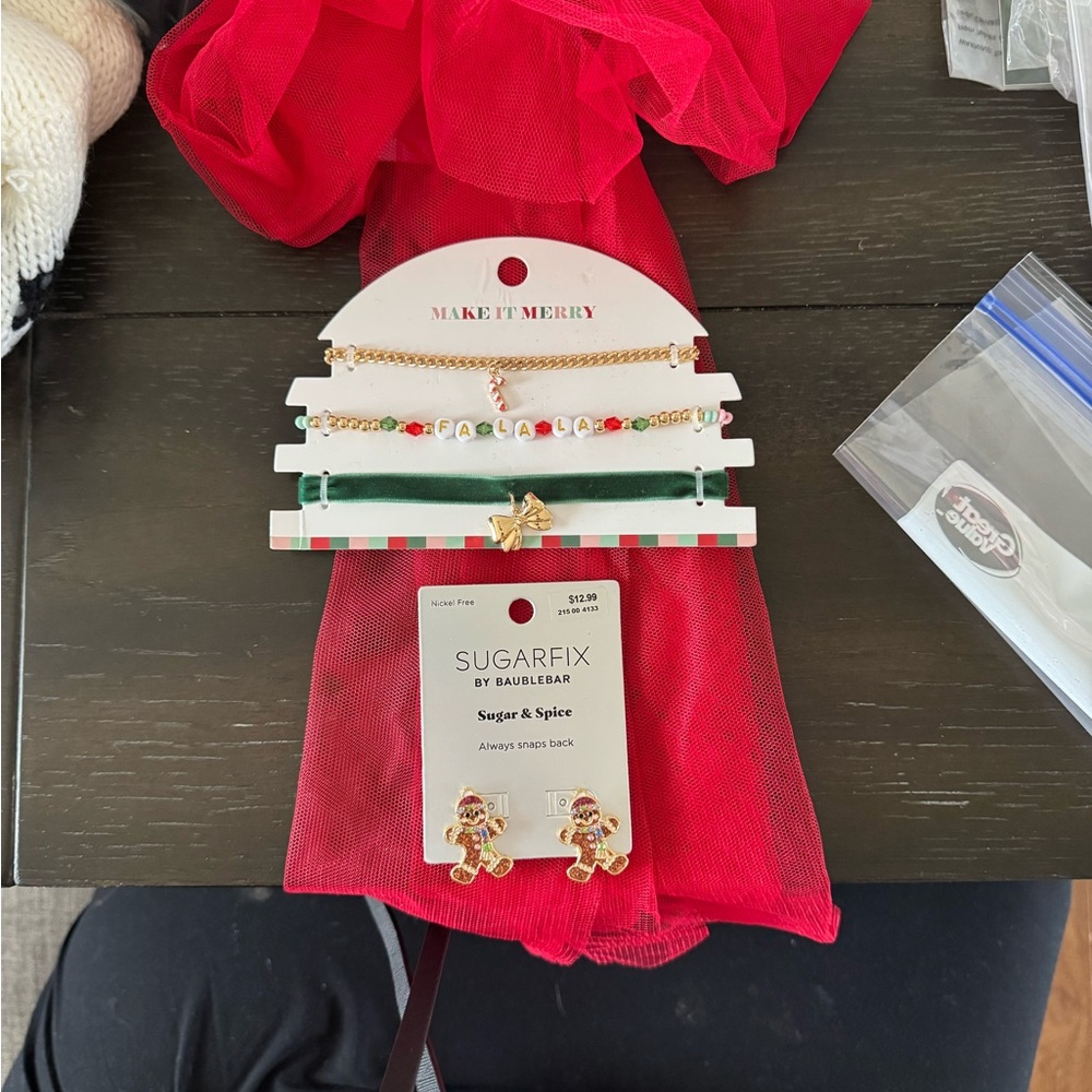 Holiday Set Gingerbread earrings, necklaces/chokers & Hair Bow